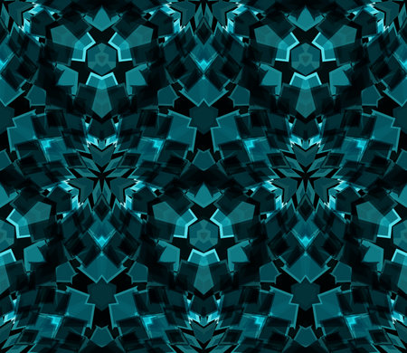 Kaleidoscope seamless pattern, background. Composed of colored abstract shapes.