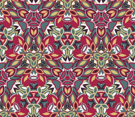 Kaleidoscope seamless pattern, background. Colorful abstract shapes.のイラスト素材