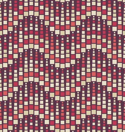 Seamless pattern on red background. Has the shape of a wave. Consists of square geometric shapes.のイラスト素材