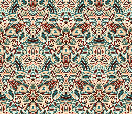 Kaleidoscope seamless pattern, background. Composed of colored abstract shapes.のイラスト素材