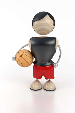 basketball-player stands with a ball in handsの写真素材