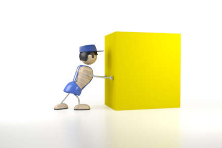 loader pushes box. abstract 3d modelの写真素材