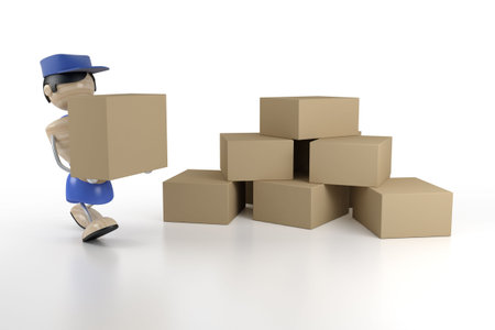 loader bears box to the storage