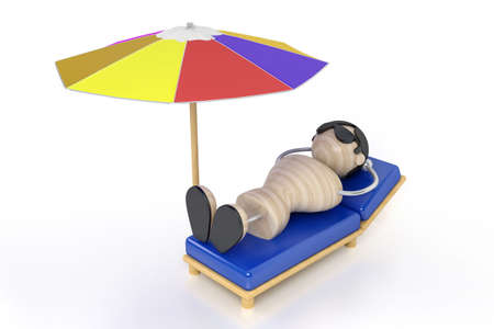 man lies on a deck-chair and zagoraetの写真素材