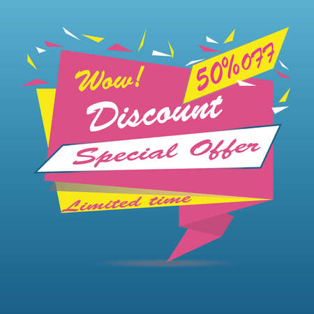 Super Sale arrow banner. Big sale, clearance. 50 off. Vector illustration.のイラスト素材