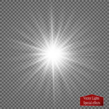 Glow light effect. Star burst with sparkles. Golden glowing lightsのイラスト素材