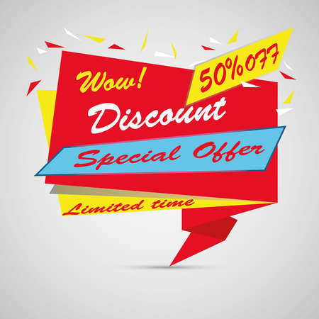 Super Sale arrow banner. Big sale, clearance. 50 off. Vector illustration.のイラスト素材