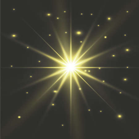 Glowing golden light effect. Star burst with sparkles.のイラスト素材