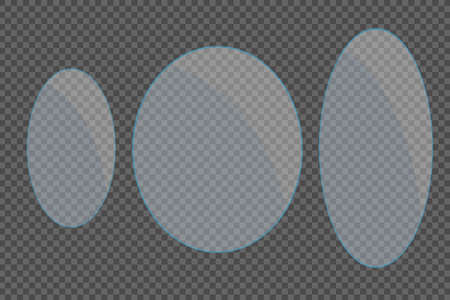 Glass plates are installed. Vector glass banners on a transparent background. Glass. Glass paintings. Color frames.のイラスト素材