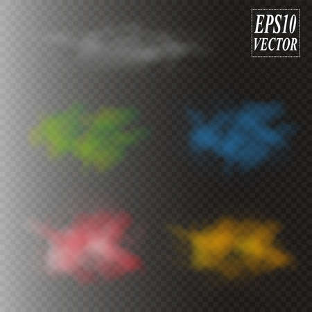 Fog or smoke isolated transparent special effect. White vector cloudiness, mist or smog background. Vector illustrationのイラスト素材
