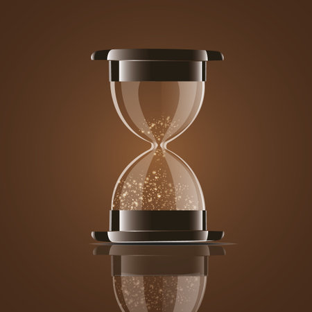 True transparent sand hourglass isolated on illustration.
