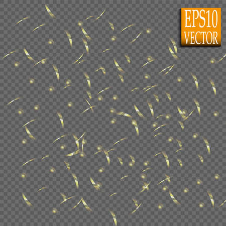 Set of magic glowing spark swirl trail effect isolated on transparent background. Bokeh glitter wave line with flying sparkling flash lights. Vector illustrationのイラスト素材