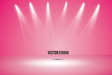 Empty pink studio room, used as background for display your products - Vector.のイラスト素材
