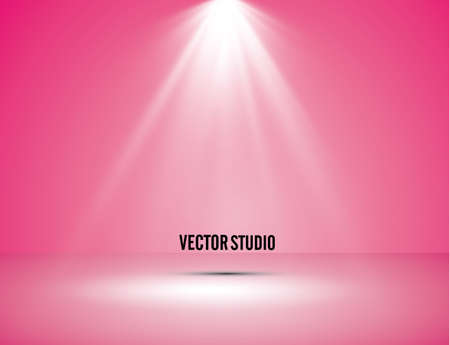Empty pink studio room, light detector, used as background for display your products. Vector.のイラスト素材