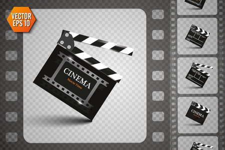 Clapper board on transparent background. Movie clapper.のイラスト素材