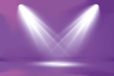 Dark Spotlight Catwalk Purple Blue Dance Floor Club Neon Lasers Fog Empty Garage Cyber Spaceship Underground 3D Rendering.のイラスト素材