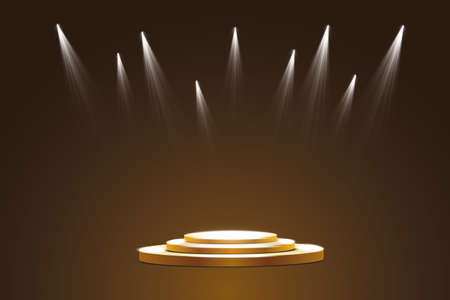 Collection of stage lighting, catwalk or platform, transparent effects. Bright lighting with spotlights. Light effect. Projectorのイラスト素材