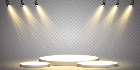 Vector Spotlights. Scene. Light Effects. Glow light effect. Vector illustration.のイラスト素材
