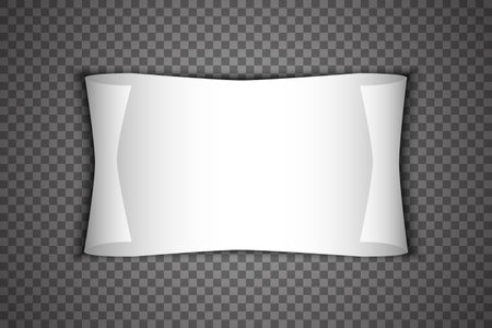 Vector realistic paper sheet with folded corner. Paper sheet A4 with shadows on transparent background.のイラスト素材