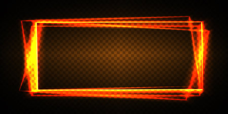 Transparent light effect square lens. Abstract sparkling sparkle. elliptical border. Radiant shock. Rotational glow line. Energy element of force. Glowing ring trail. Round shiny frame. vector circle.のイラスト素材
