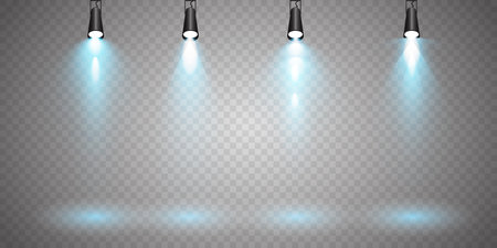 Vector Spotlights. Scene. Light Effects. Glow light effect. Vector illustration.のイラスト素材