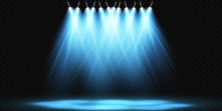 Vector Spotlights. Scene. Light Effects. Glow light effect. Vector illustration.のイラスト素材