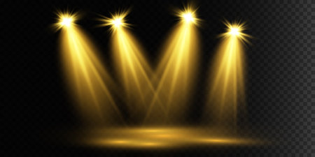 Vector Spotlights. Scene. Light Effects. Glow light effect. Vector illustration.のイラスト素材