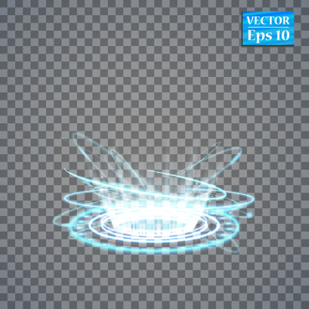 Vector white glitter wave abstract illustration. White star dust trail sparkling particles isolated on transparent background. Magic conceptのイラスト素材