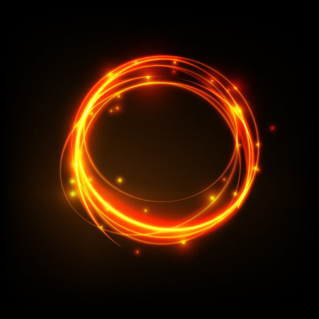 Golden glowing shiny spiral lines effect vector background.のイラスト素材