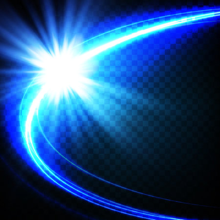 Glow light effect with white and blue sparks shining with special light. White glowing light. Starlight from rays. The sun is illuminated. Bright beautiful star. Sun light. EPS10.のイラスト素材
