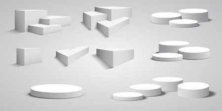 Podium, isolated on a transparent background. 3d pedestal. Vector illustrationのイラスト素材