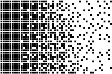 Dissolved filled square dotted vector icon with disintegration effect. Vector rectangle elements are grouped. Isolated on white background.のイラスト素材