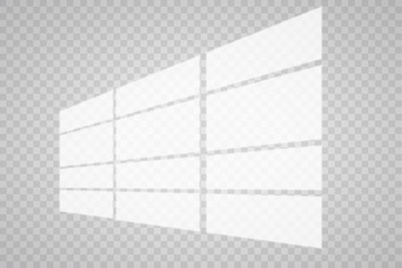 Overlay shadow effect. Transparent overlay window and blinds shadow. Realistic light effect of shadows and natural lighting on a transparent background. Vector illustration.のイラスト素材