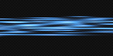 Motion light effect for banners. Blue lines. The effect of speed on a blue background. Red lines of light, speed and movement. Vector lens flare.のイラスト素材