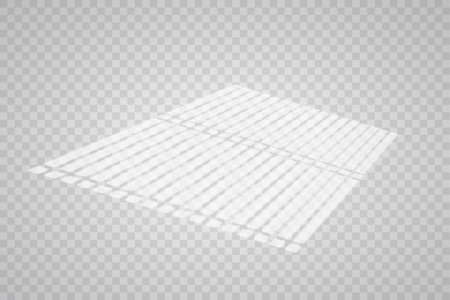 Overlay shadow effect. Transparent overlay window and blinds shadow. Realistic light effect of shadows and natural lighting on a transparent background. Vector illustration.のイラスト素材