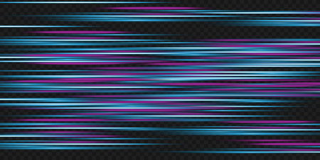 Motion light effect for banners. Blue lines. The effect of speed on a blue background. Red lines of light, speed and movement. Vector lens flare.のイラスト素材