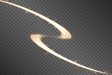 Luminous white lines of speed. Light glowing effect. Abstract motion lines. Light trail wave, fire path trace line, car lights, optic fiber and incandescence curve twirl png.のイラスト素材