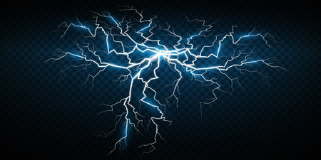 A set of Magic lightning and bright lighting effects. Vector illustration.のイラスト素材