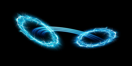 Ball lightning on a transparent dark blue background. Vector illustration, abstract electric lightning strike in the dark blue sky. Light flash, thunder, spark.のイラスト素材