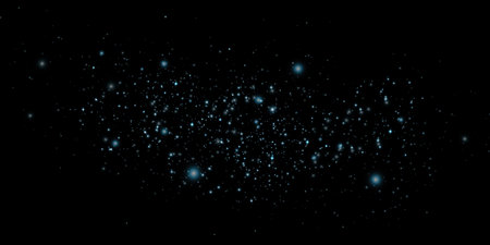 blue dust light. Bokeh light lights effect background. Christmas glowing dust background Christmas glowing light bokeh confetti and sparkle overlay texture for your design.のイラスト素材
