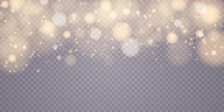 Shining bokeh isolated on transparent background. Light isolated lights. Transparent blurry shapes. Abstract light effect. Vector illustration.のイラスト素材