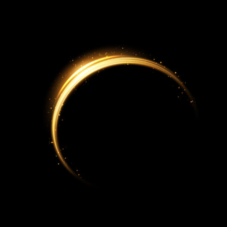 Abstract beautiful light background. Magic sparks on a dark background. Mystical speed stripes, glitter effect. Shine of cosmic rays. Neon lines of speed and fast wind. Glow effect, powerful energy.のイラスト素材