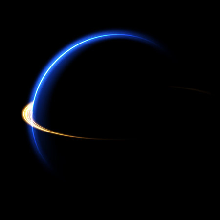 The edge of a solar eclipse on a black background, blue. Blue eclipse for product advertising,...