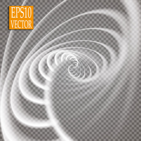 Abstract vector magic glow star trail light effect with neon blur curved line round flying. Sparkling dust with bokeh. Special white and golden christmas effect on transparent backgroundのイラスト素材