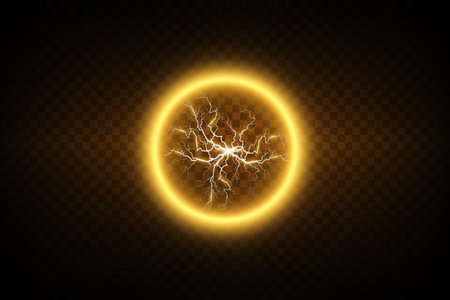 An Electric Energy Sphere combined with a captivating Lightning Bolt Effect, showcasing dynamic artworkのイラスト素材