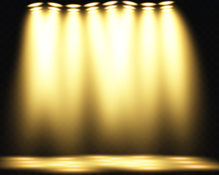 Brilliant Bright Stage Lights Shine on a Deep Dark Background, Creating a Dazzling Visual Experienceのイラスト素材