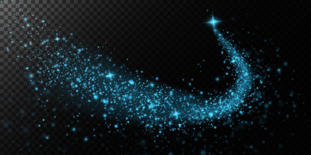 A Shimmering Blue Sparkle Trail with Stars Effects that create a magical atmosphere and visual delightのイラスト素材