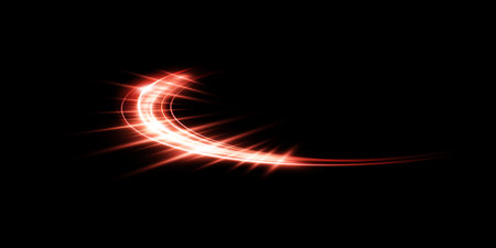 The Dynamic Red Light Swoosh Effect creates a stunning visual impact against a striking Black Backgroundのイラスト素材
