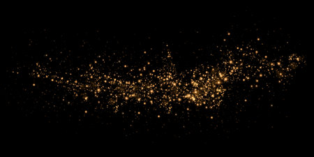 Stunning Golden Sparkle Effects Set Against a Black Background, Perfect for Various Design Projects and Ideasのイラスト素材