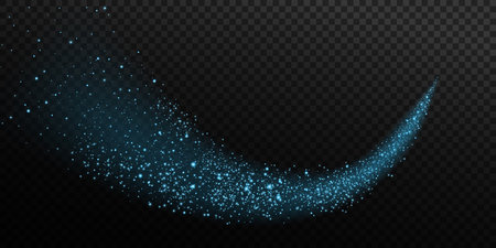 A Glittering Blue Sparkle Trail on a Dark Background, creating a mesmerizing visual experience that captivatesのイラスト素材